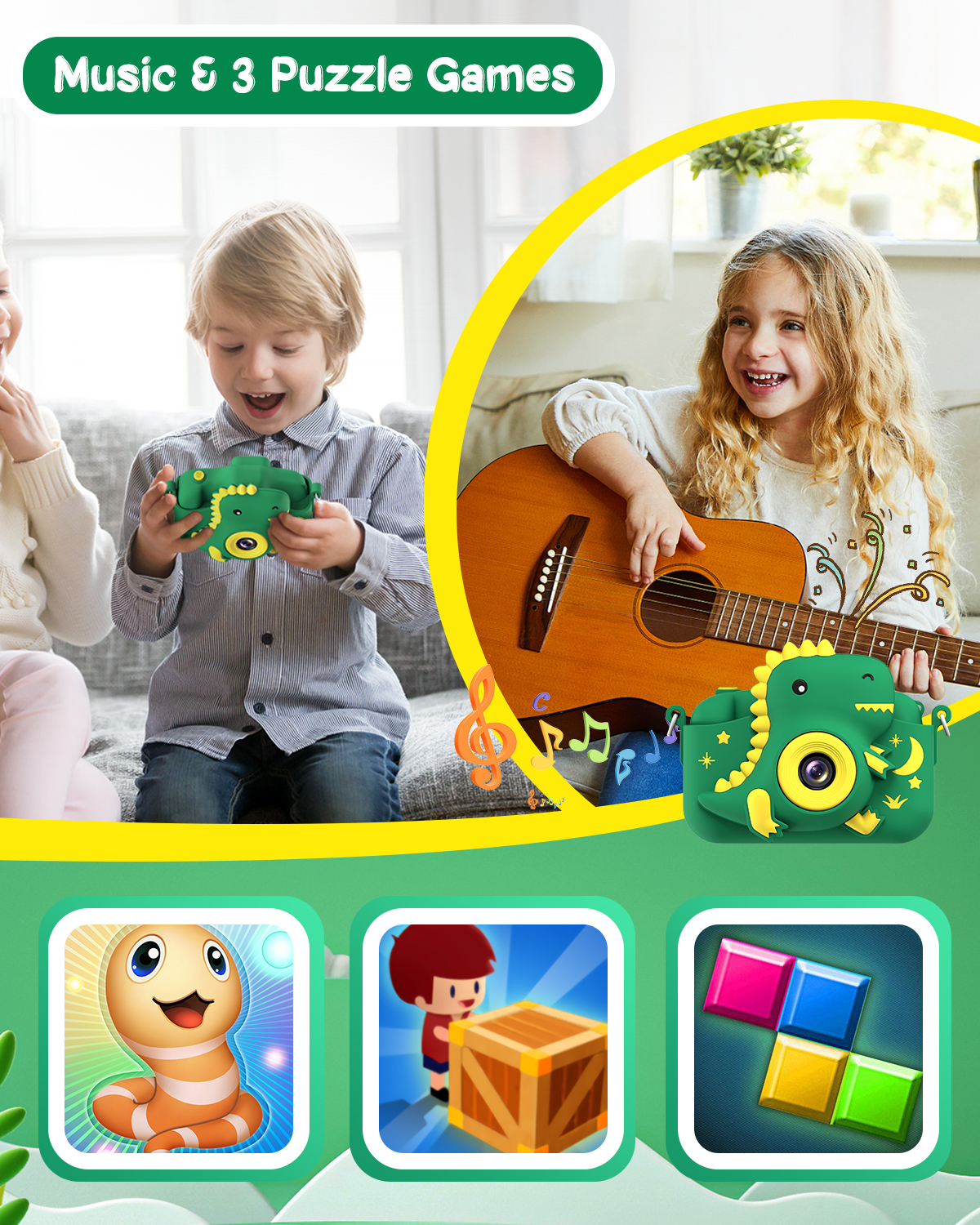 Cartoon Kids Camera 2.0" HD Rechargeable Digital Camera 20MP 1080P Mini Selfie Camera Gift For Boys Girls