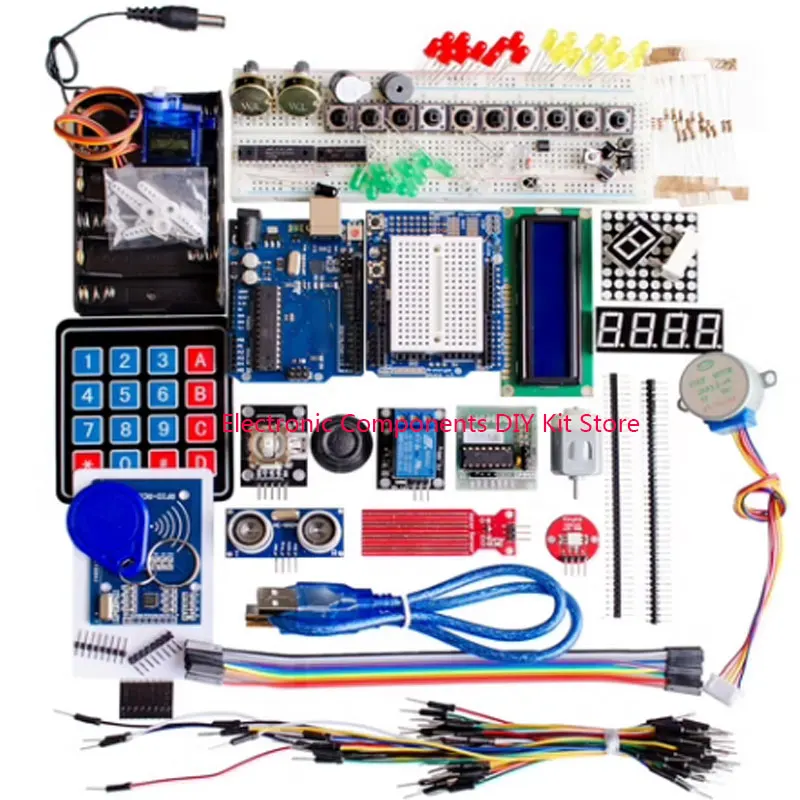 RFID Upgrade Kit 4X4 Kit Development Board with Membrane Button Kit For R3 Kit Breadboard/stepper motor/servo/1602 LCD/SG90