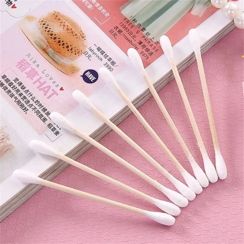 100/200/1000pcs Double Ended Cotton Swab Ear Remover Wooden Stick Makeup Remover Beauty Stick Makeup Remover Ear Remover ﻿