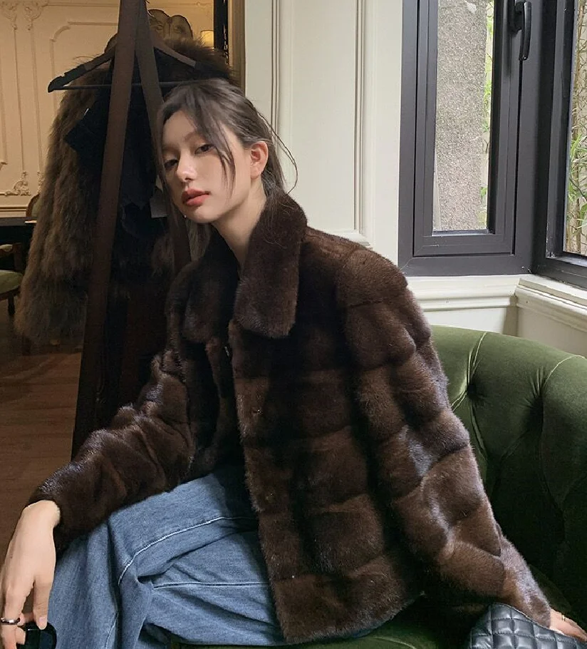 ew mink fur coat for 2023, 100% real mink fur coat, warm and stylish in winter