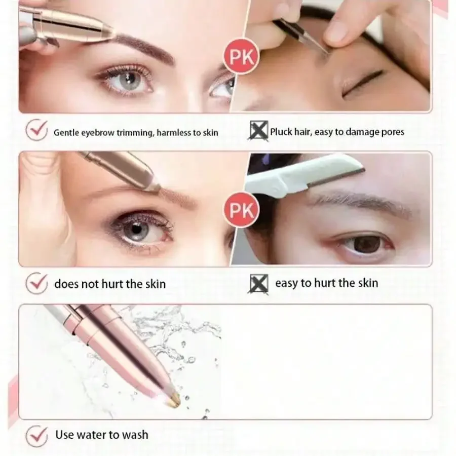 Electric Eyebrow Trimming Tool For Beginners Automatic Electric Eyebrow Trimmer Nose Hair Shaving Brush Scraper 1pc