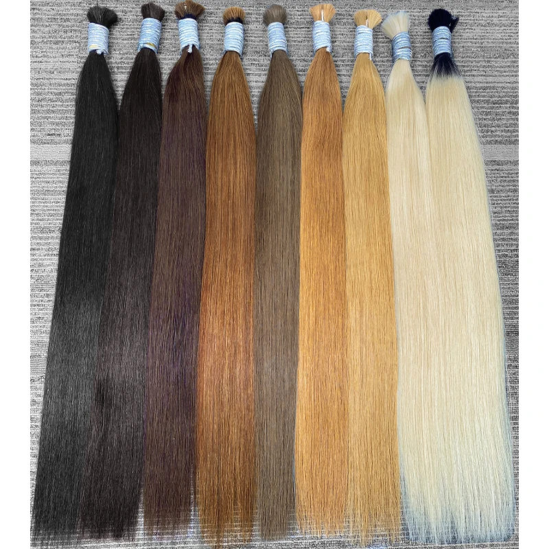 ไม่มี Weft 100% ผมมนุษย์จริงผม 100g ผมเครื่อง Virgin Remy ตรงผมสีบลอนด์ธรรมชาติ Extension