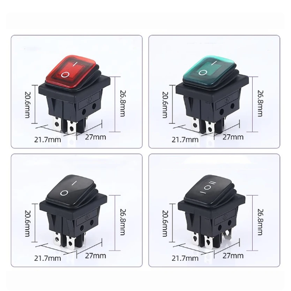 KCD2 ON-OFF ON-OFF-0N 4/6 pines 2/3 posiciones impermeable tipo barco interruptor basculante KCD4 rojo amarillo verde y negro (LED) 20A 250V