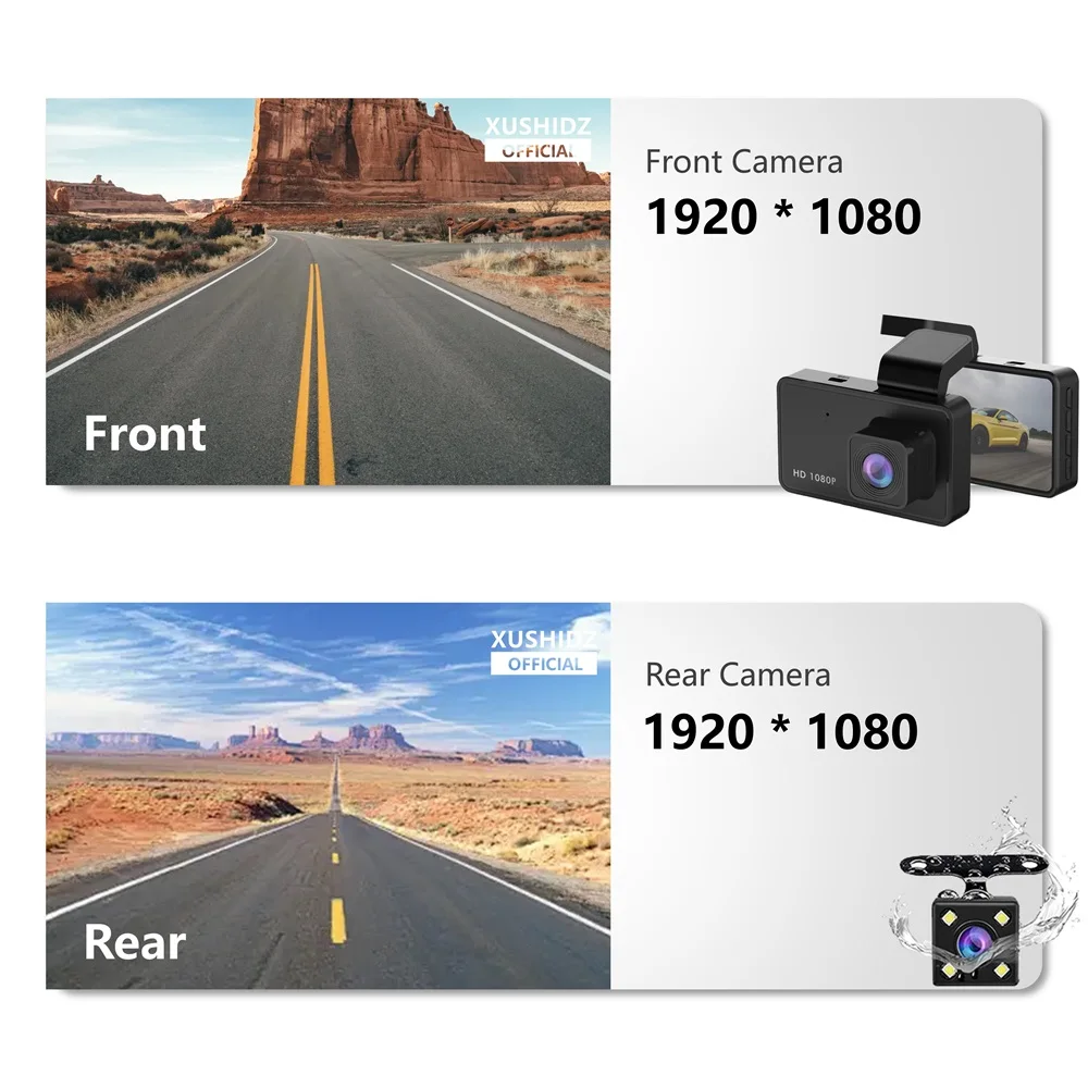 XUSHIDZ Q10 1080P nueva cámara de salpicadero visión nocturna coche DVR grabadora de vehículo cámara de coche sensor G HDR DVR grabación en bucle Dashcam