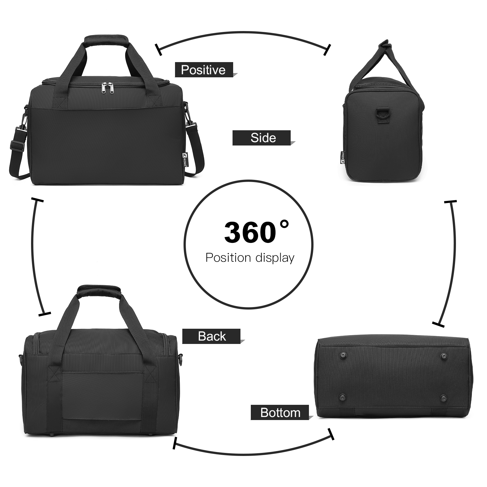 KONO 40x20x25 Handgepäck Tasche für Ryanair, Reisetasche für Flugzeug, Weekender für Herren und Damen, Maximalgröße mit