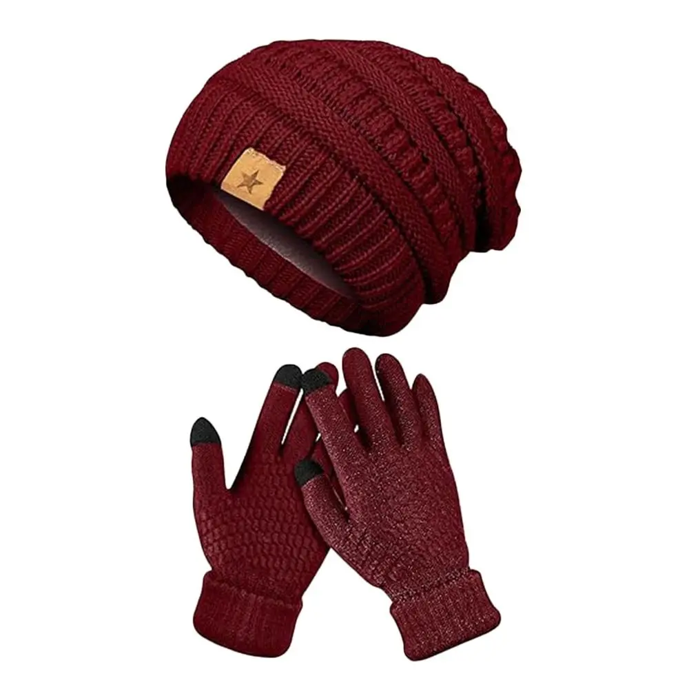 2 pz/set regalo caldo cappelli da donna guanti set protezione morbida per le orecchie inverno guanto caldo antivento berretto di peluche per uomo donna
