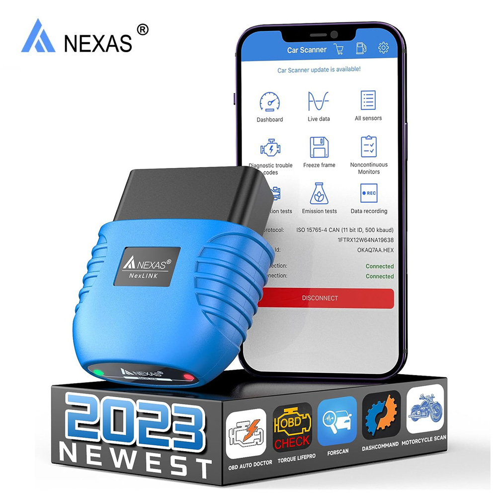 NEXAS NexLink Motorrad-Diagnosetool Bluetooth 5.0 OBD2 EOBD-Scanner für iOS Android Windows Fehlercodeleser Check Engine