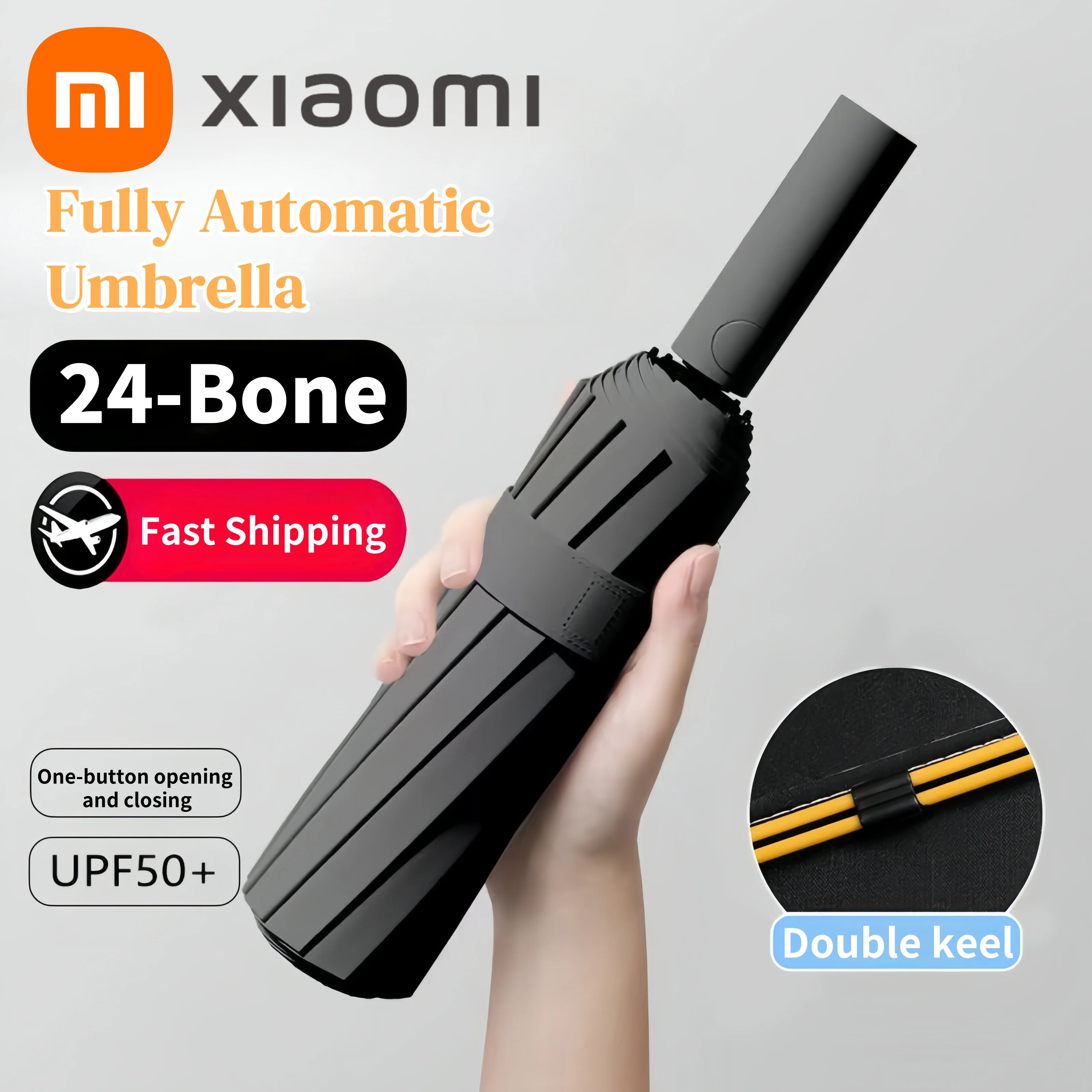 Полностью автоматический складной зонт с двойной костью Xiaomi 24, защита от солнца и ультрафиолета, защита от дождя и сильного ветра