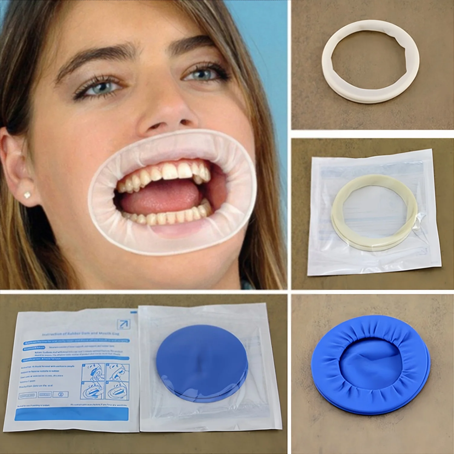 5 Stück steriler Zahn-Wangenhalter, weicher Gummi-Mundöffner für die Wurzelkanalbehandlung für die Kieferorthopädie, weiß/blau