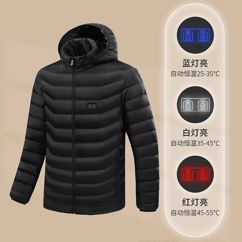 9/21 Bereiche Beheizte Jacke Winter Warme Weste USB Herren Heizjacke Beheizte Weste Mantel Jagd Wandern Camping Outdoor Männliche Kleidung
