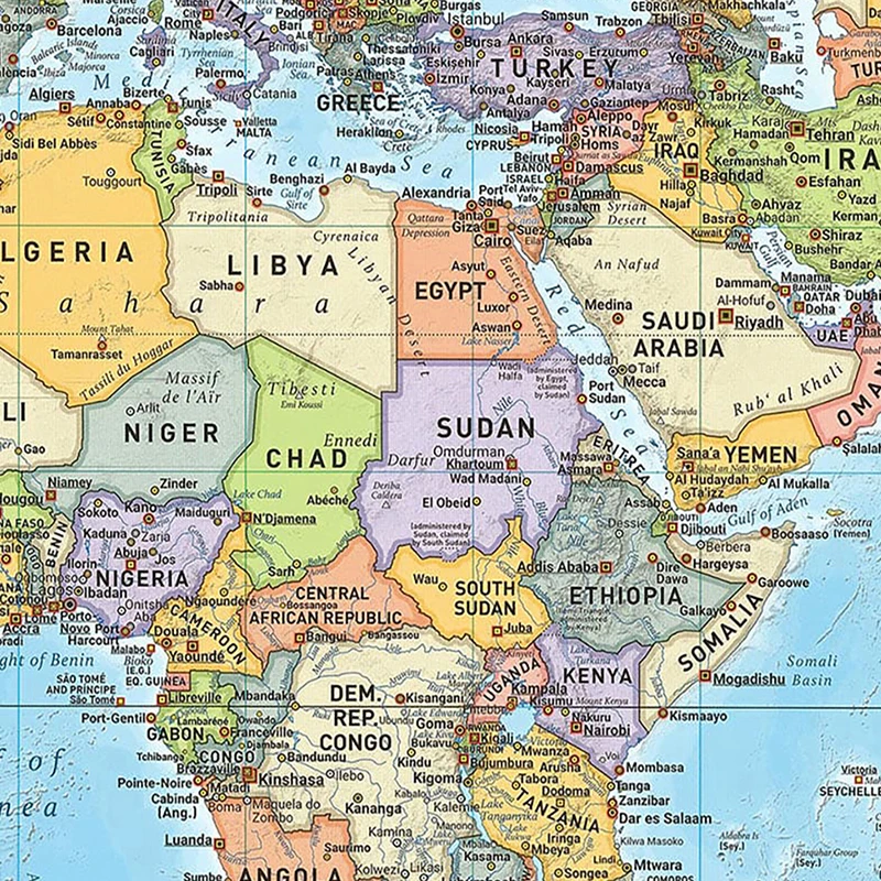 Wereldkaart 2012, stof grote poster print muur opknoping kunst achtergrond grafiek decor reisbenodigdheden in het Engels multi-size