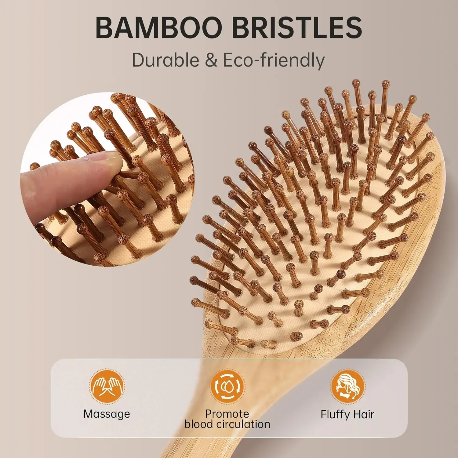 ไม้ไผ่ธรรมชาติPaddleหวีAir CushionหวีนวดหนังศีรษะAnti-Static Tangleฟรีหวี,พิเศษสําหรับวิกผมจริง