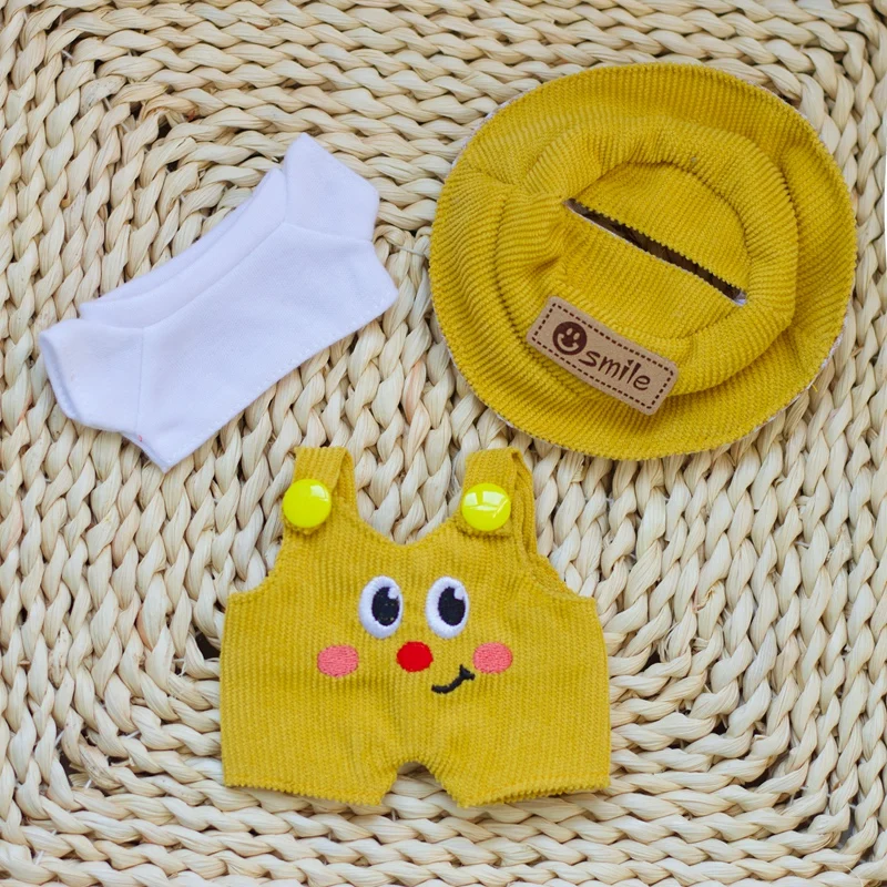 17 cm Labubu Puppe Mode Set Nette Weiße Hemd Hut Tier Overalls Puppe Zubehör Kleidung Set Ändern Puppe Kleidung geschenk