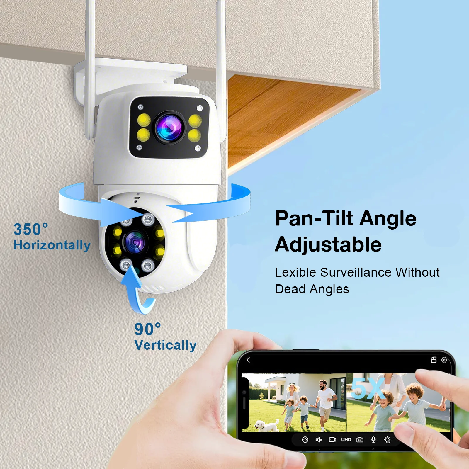 Cámara Tuya Wifi de doble lente de 10MP PTZ para exteriores 4K cámara de seguridad inalámbrica de doble pantalla seguimiento automático monitoreo videovigilancia