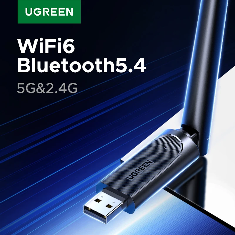 UGREEN USB Bluetooth 5.4 Адаптер WiFi6 2-в-1 5G и 2,4G USB-адаптер для настольного ПК, ноутбука, приемника, USB-передатчика