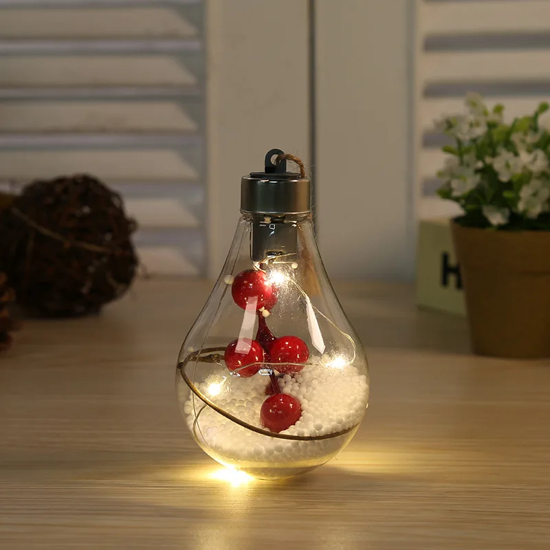 หลอดไฟ LED ตกแต่งคริสต์มาส1ชิ้น, ไฟแขวนประดับคริสต์มาสงานเลี้ยงสังสรรค์ในบ้านงานแต่งงานปีใหม่ lampu tidur ใส
