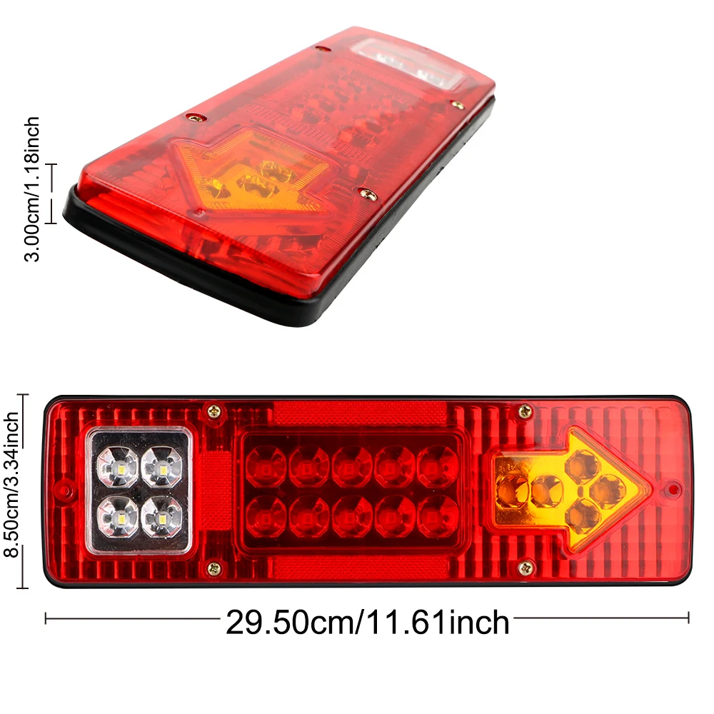 19LED ไฟท้ายย้อนกลับหยุดเบรค 12V สําหรับรถพ่วงรถบรรทุกรถบรรทุกไฟท้ายไฟเลี้ยวรถอุปกรณ์เสริม