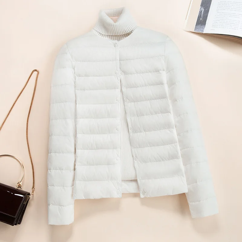 Abrigo acolchado corto para mujer, chaqueta ultraligera con cuello en V, cuello redondo, estilo coreano, novedad de 2024