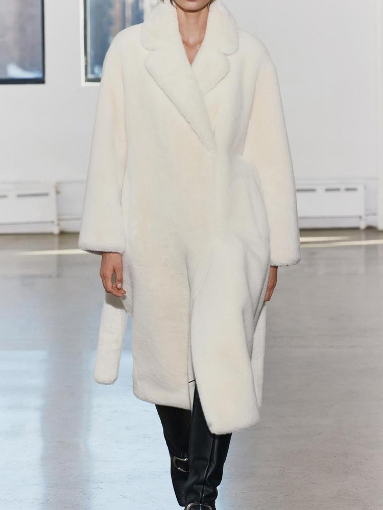 Herbst und Winter neue Damen-Freizeitkleidung im europäischen und amerikanischen Stil mit Gürtel, Kunstpelzmanteljacke für Damen