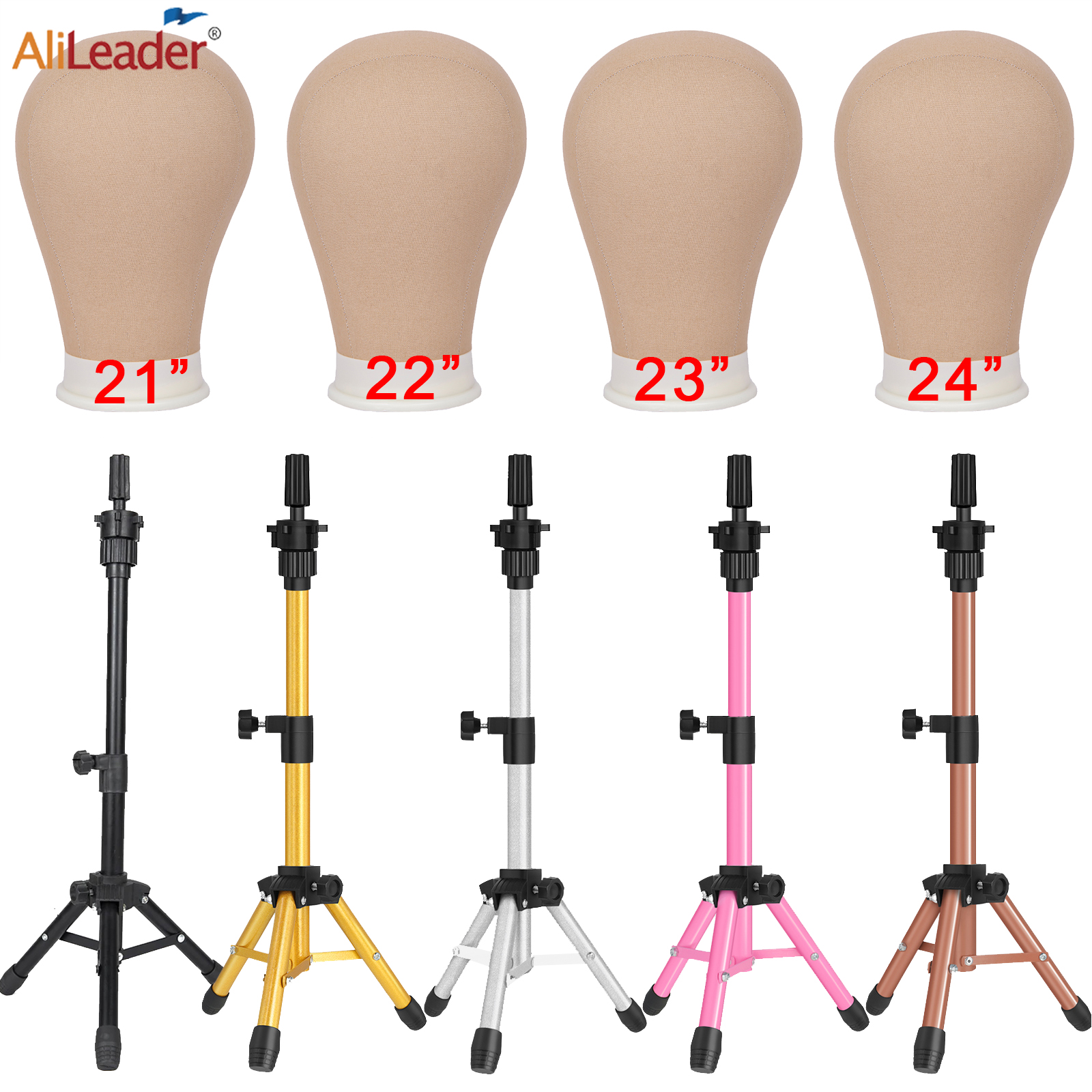 64cm metal peruca tripé suporte para segurar cabeça de manequim ouro rosa cinza preto marrom peruca cabeça suporte peruca kit instalação conjunto
