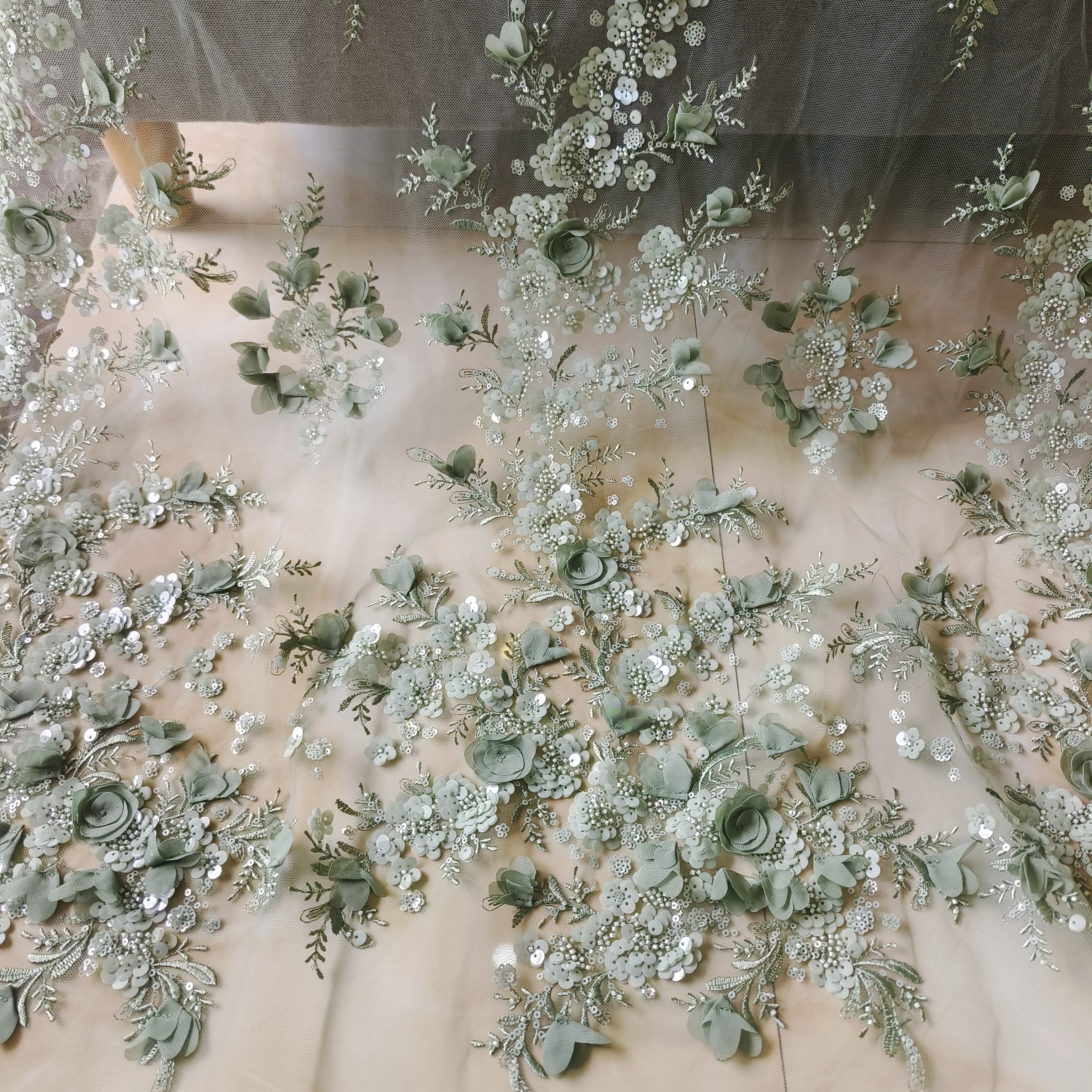 Multi-cor voilet verde laranja lantejoulas grânulo artesanal flor tridimensional para vestido de noite de casamento