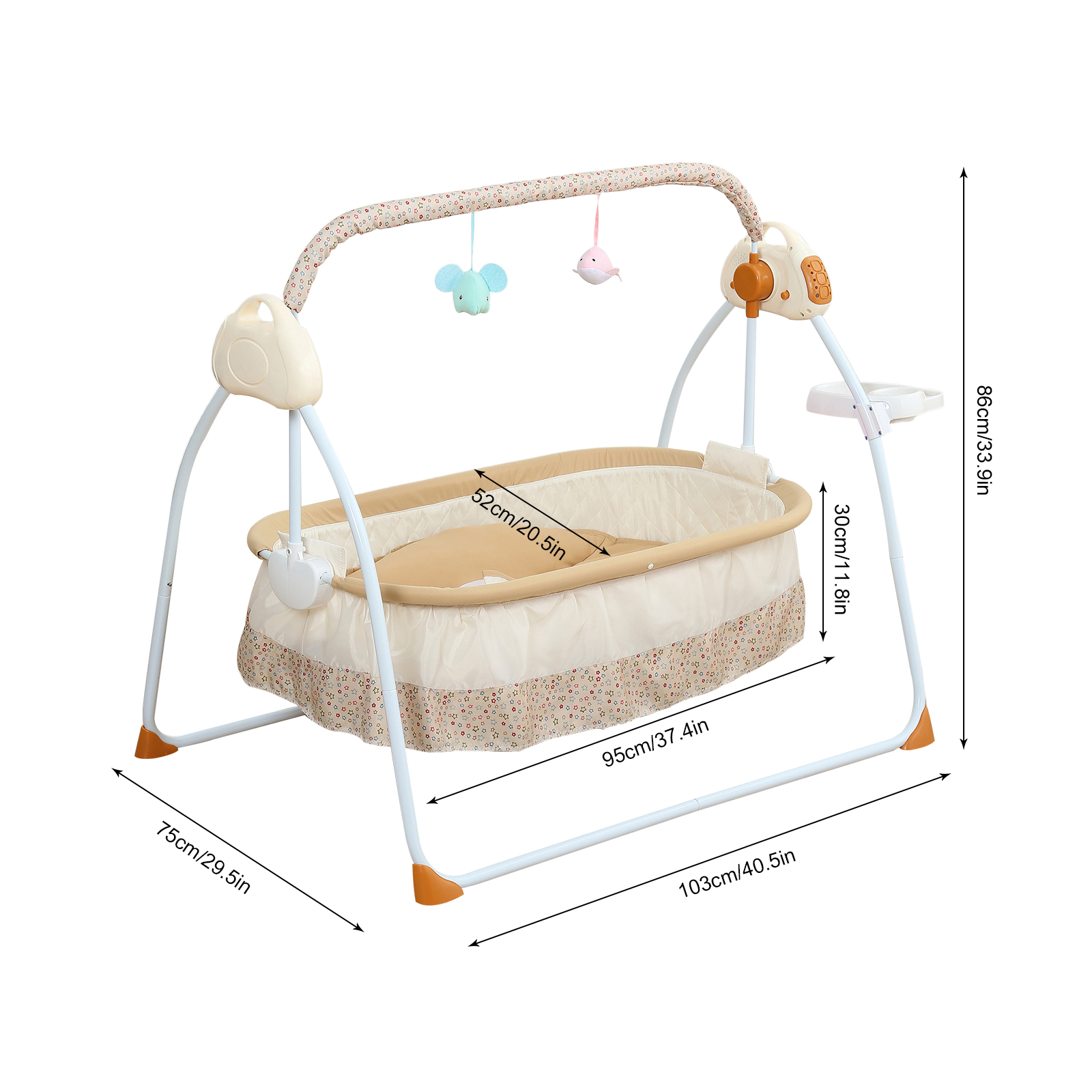 Portable Foldable  Baby Electric Cradle Remote Control Electric Cradle with Feeding Bottle Stand Toy Rack Mosquito Net