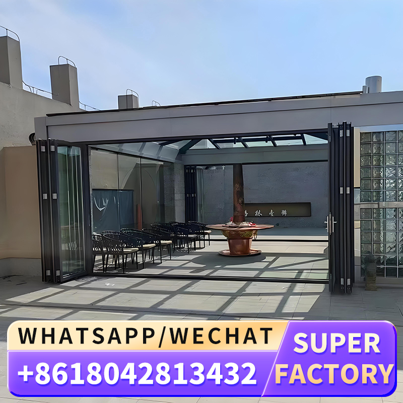 Venda direta da fábrica panorâmica transparente de camada dupla isolada de vidro temperado anti pitada porta dobrável