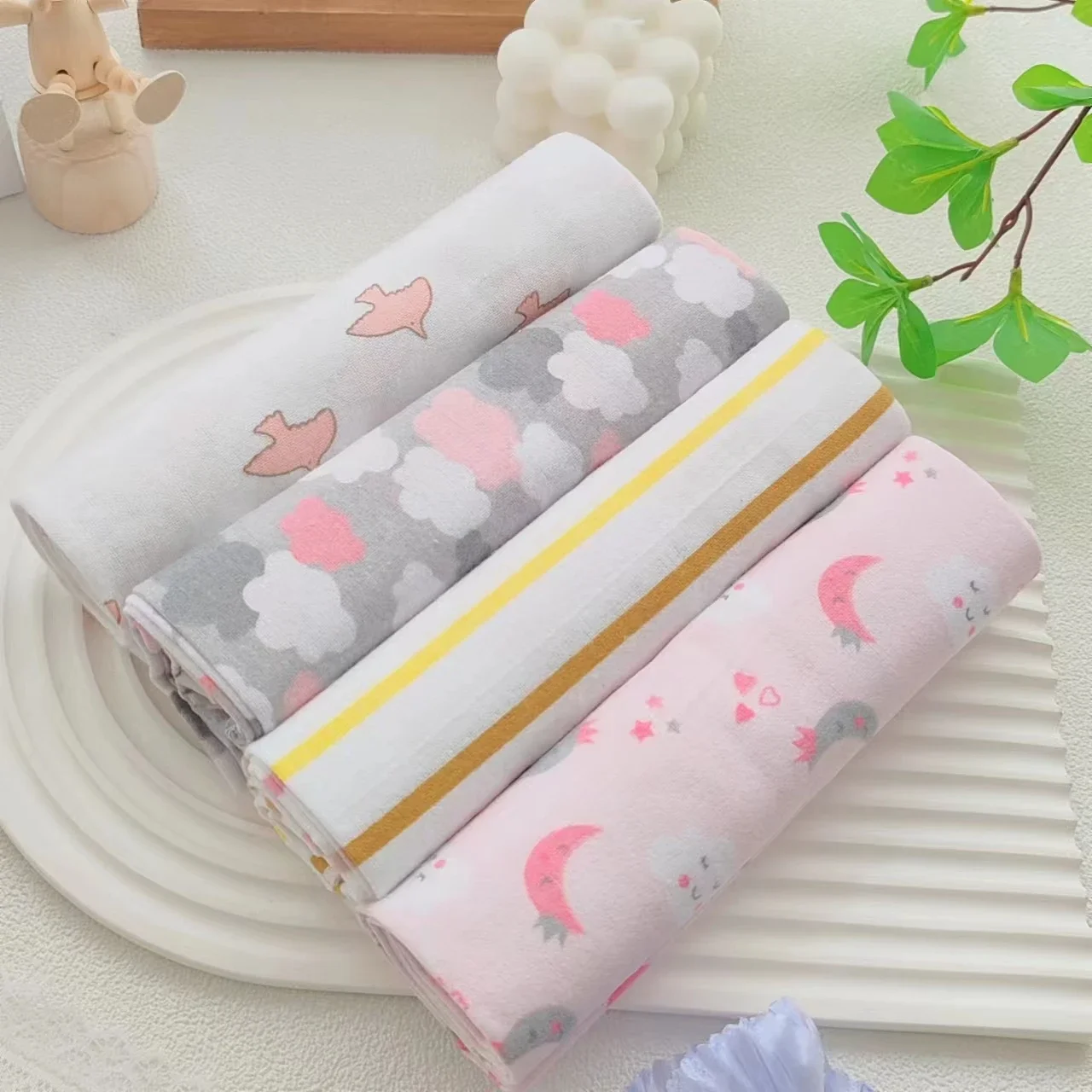 4 개/갑 100% 코 튼 수신 아기 담요 신생아 76x76cm 아기 Bedsheet Supersoft 플란넬 기저귀 새로 태어난 담요 Swaddle