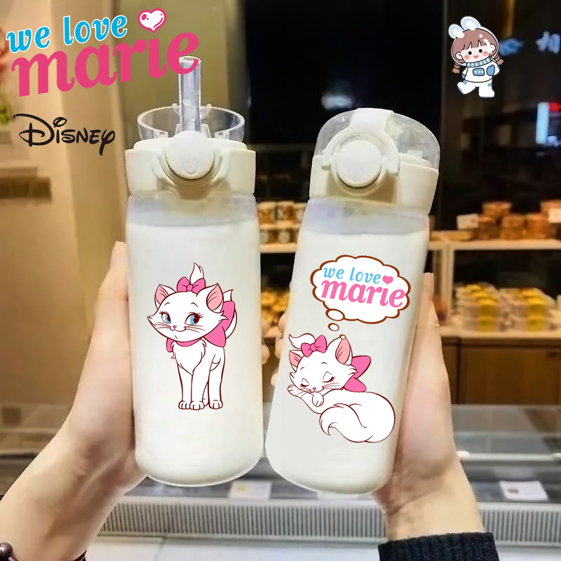 Disney Marie Cat Straw Cup for Boys Girls Children Anti-drop and High Temperature Resistant Large-capacity Convenient Water Cup