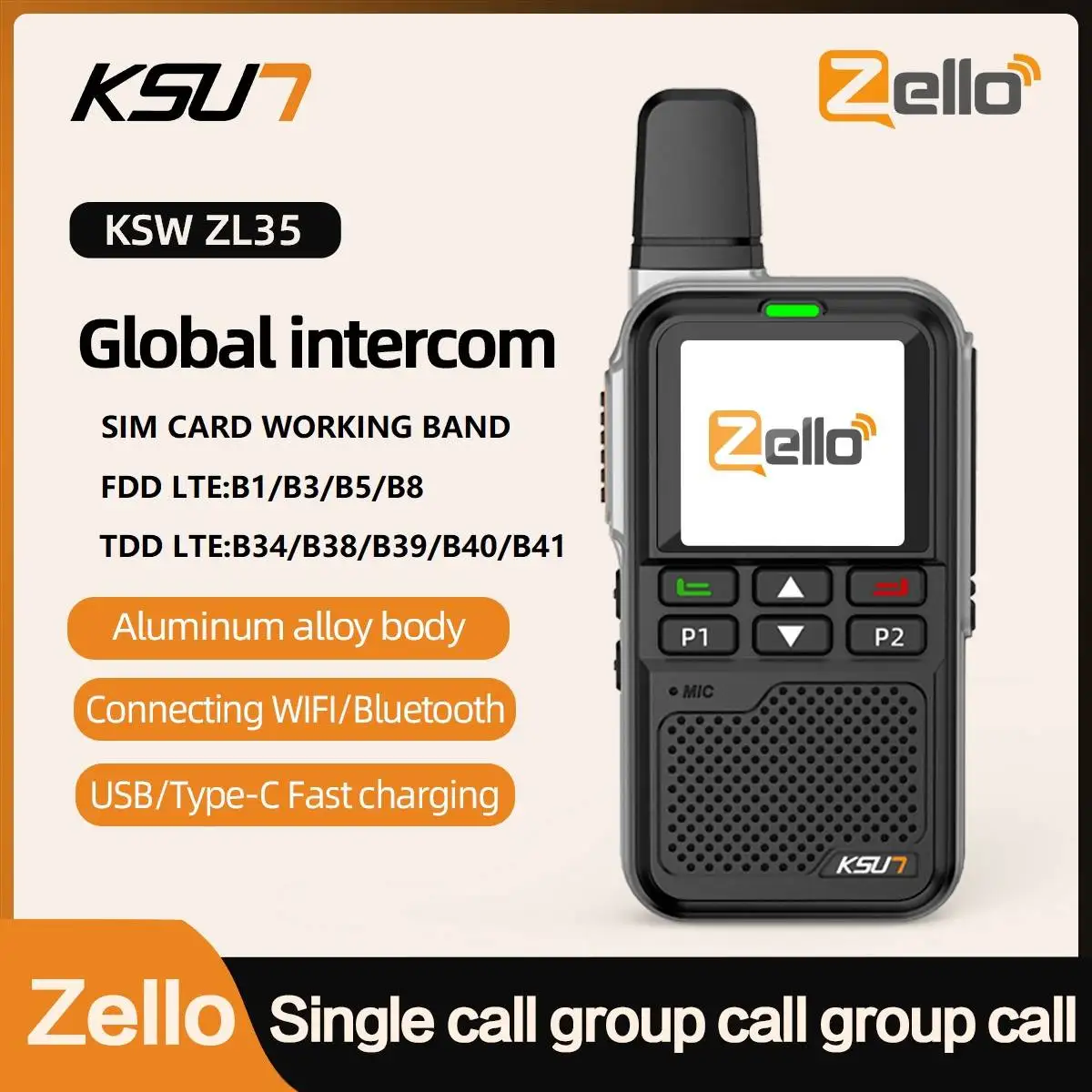 Ksut zl38 lte walkie talkies lange reichweite 100 meilen zello netzwerk radio ptt taste wifi poc android system