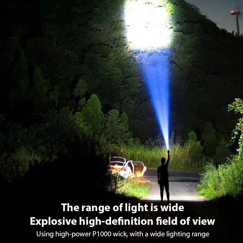 Tocha de luz forte ao ar livre 4led lanterna super brilhante recarregável telescópica zoom tocha com luz lateral cob acampamento pesca w