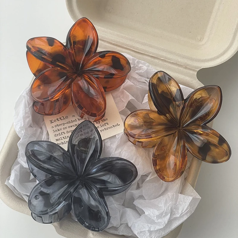 AISHG-Pinza para el pelo acrílica con flor de huevo degradado de 8CM para mujer, pinzas para el pelo Vintage, pasadores con abrazadera de cangrejo, accesorios para sombreros de niña