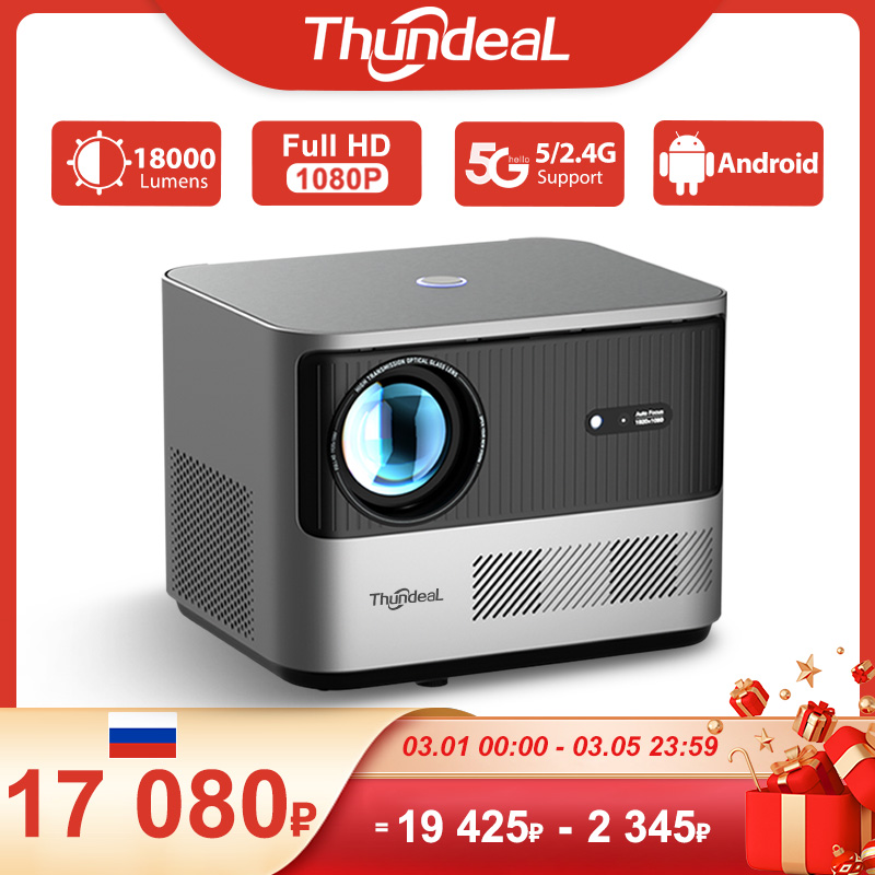 ThundeaL-Projetor Android Portátil, TDA6, Full HD, 1080P, 2K, Vídeo 4K, Home Theater, Foco Automático, 5G, WiFi, TDA6W, 3D