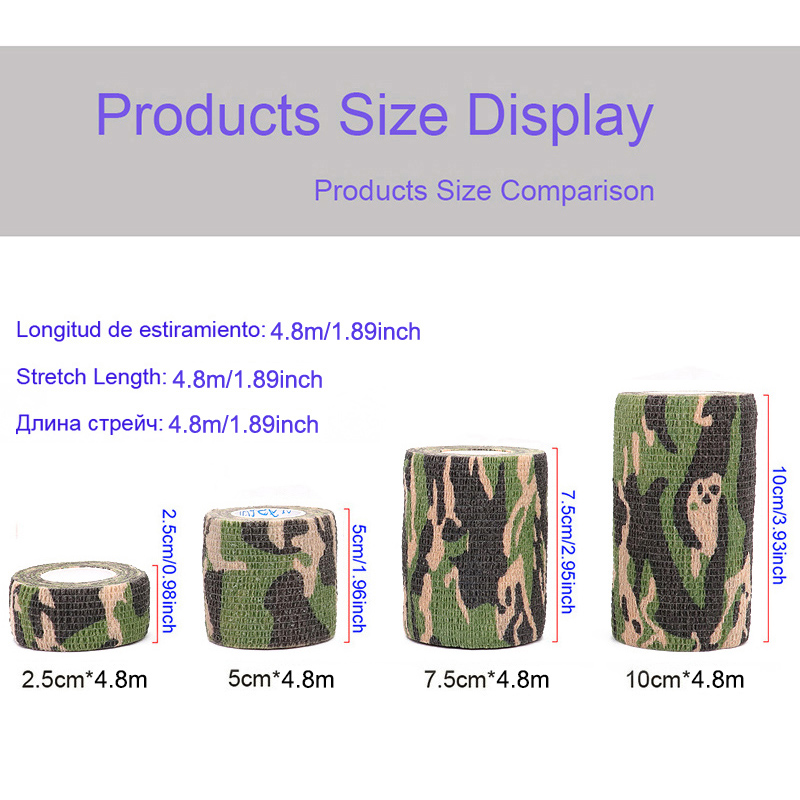 Vendaje de disfraz de caza de 4,8 m, bandas elásticas de camuflaje, cinta envolvente, Protector deportivo autoadhesivo, vendaje para tobillo, rodilla, dedo y brazo
