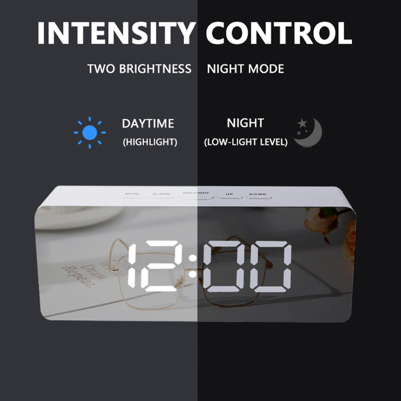 Reloj despertador digital Reloj de escritorio electrónico LED con temperatura para dormitorio, hogar, oficina, adolescentes y niños