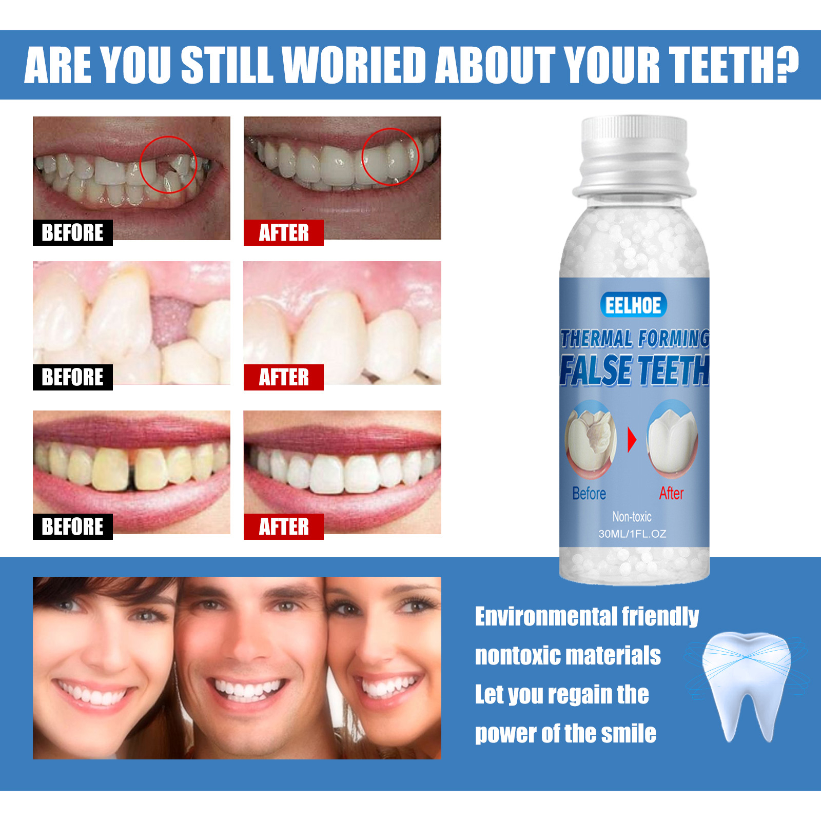 Resin False Teeth Solid Gums Modification of Temporary Filling Materials Restorative Dentistry Oral Hygiene Denture Care 20/30ml