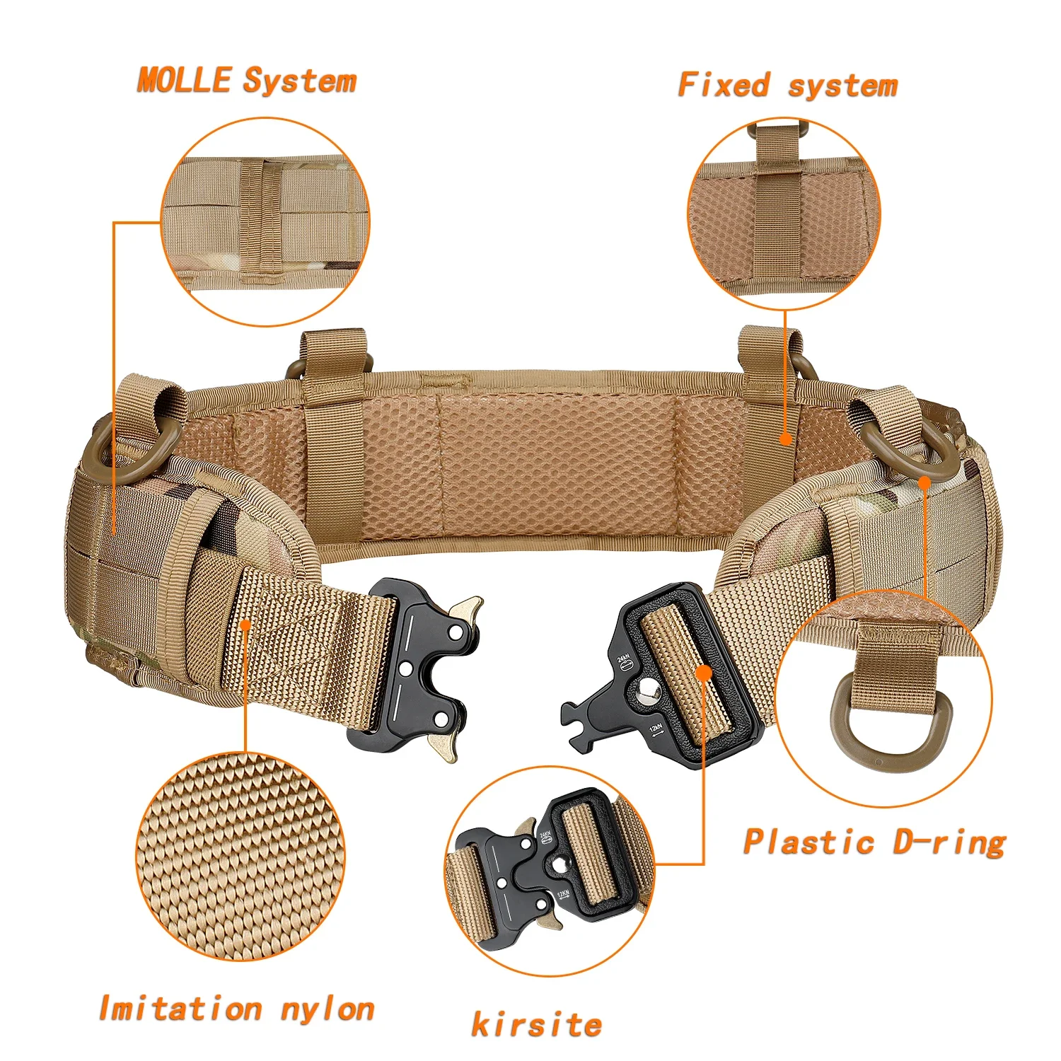 MOLLE Cinturón táctico ajustable de liberación rápida duradero para entrenamiento Cs Diseño unisex elegante Perfecto para combatir todo tipo de clima