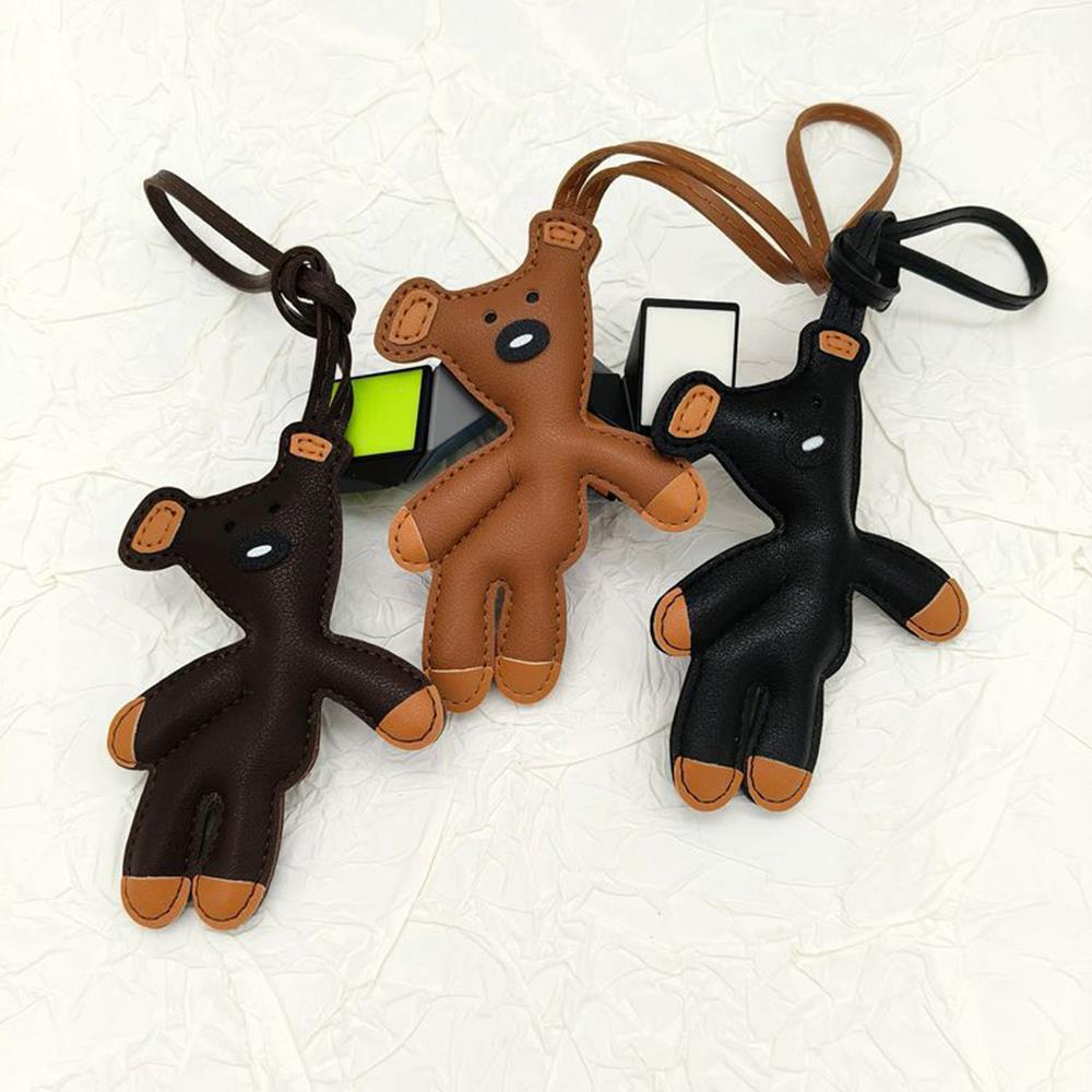 Mini brelok do kluczy Niedźwiedź PU Skórzany brelok do kluczy Wiszący ornament Plecak Torebka Urok Prezent Dla Mężczyzn Koreańskie Uroki Torebki Y2k