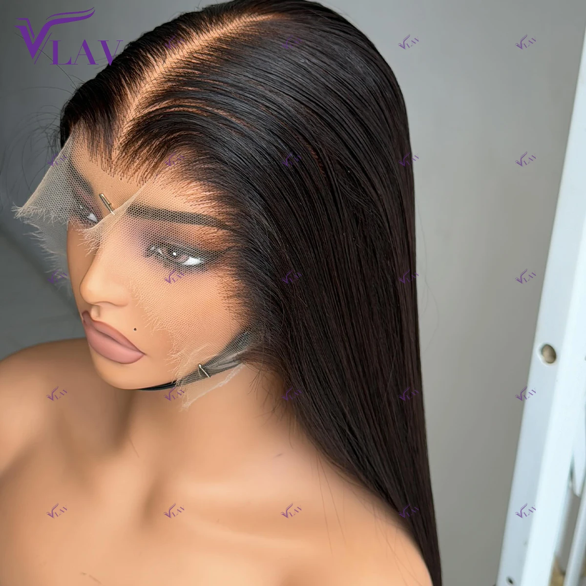 Sedoso em linha reta 360 hd perucas de cabelo humano do laço transparente perucas sem cola cabelo humano 13x6 hd perucas frontais do laço 100% cabelo humano vlav