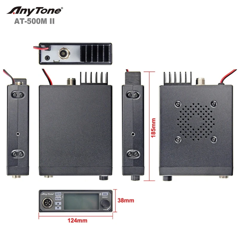 AnyTone AT-500M II NRC 4W CB Radio 26,965-27,405 MHz AM/FM RF/Mikrofonverstärkung mit VOX, CTCSS/DCS, Echo/RB/Key Beep, NB/ANL, Hi-Cut, WX
