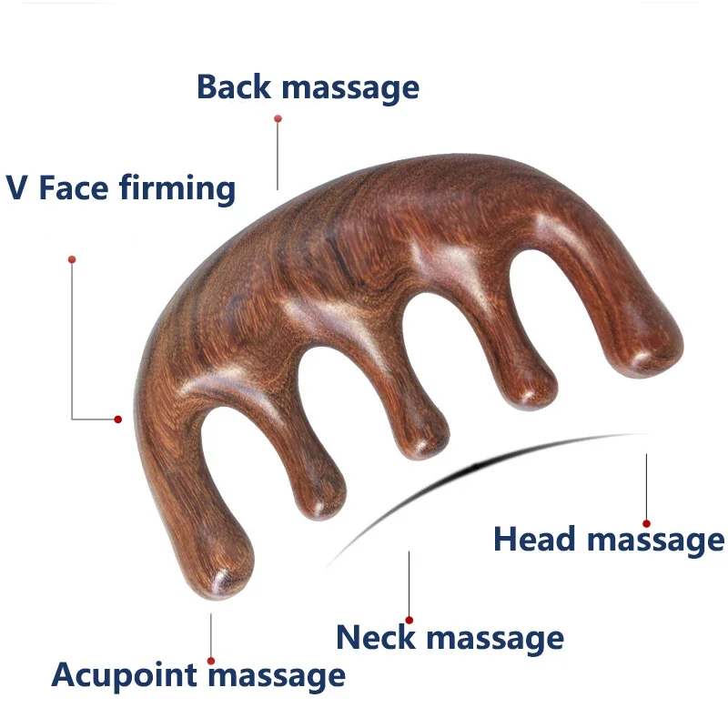 Sandalwood Hair Comb Scalp Relax Acupoint Massager Portable Wooden Handle Comb Anti-static Styling Tool massager  horn comb