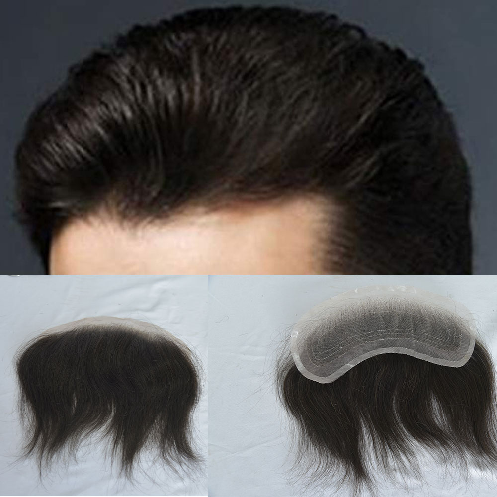 Schweizer Vollspitze-Frontal-Haarteil für Damen und Herren, Echthaar, natürlicher Haaransatz, Ersatzsystem, Toupet, gebleichte Knoten, 4 x 18 cm
