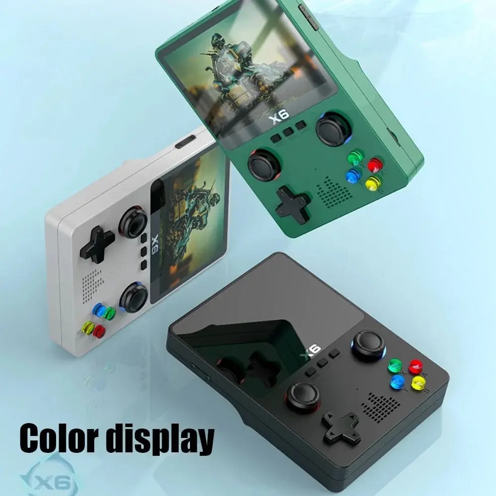 X6 Console de videogame para crianças, tela IPS, leitor de mão, joystick duplo, 11 simuladores, console, novo, 3.5 Polegada, GBA