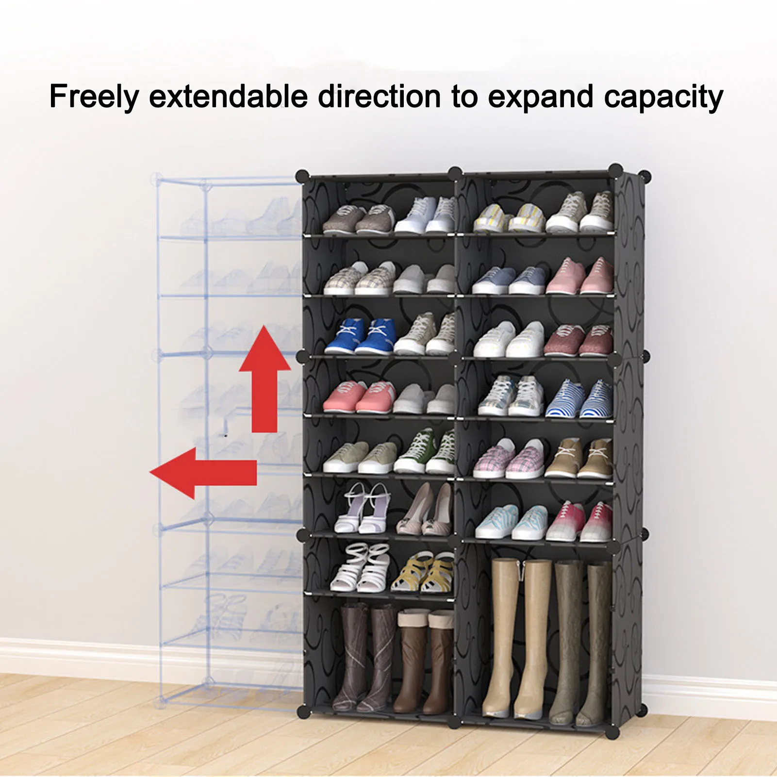 Vertical Shoe Rack Organizer Multifunction Strong Load Bearing Stylish Large Capacity Space Saving Tall Shoe Rack for Entryway