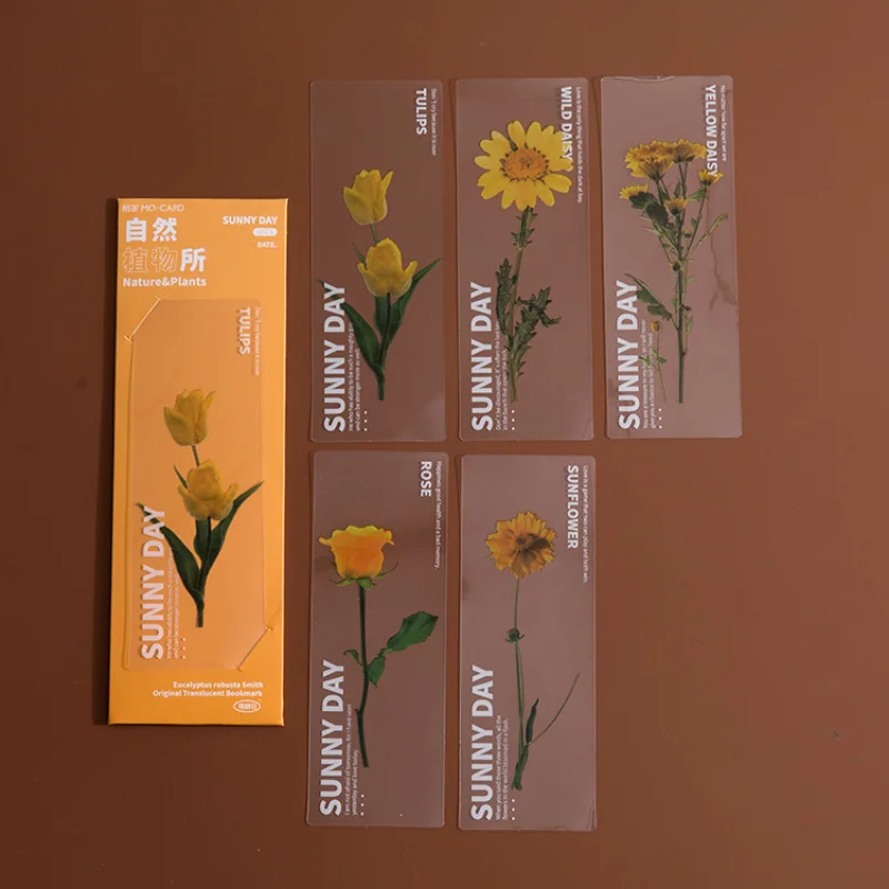 5 ชิ้นชุดดอกไม้บุ๊คมาร์คสําหรับหนังสือ PVC Book Mark Page Marker เครื่องเขียนน่ารักนักเรียนโรงเรียน