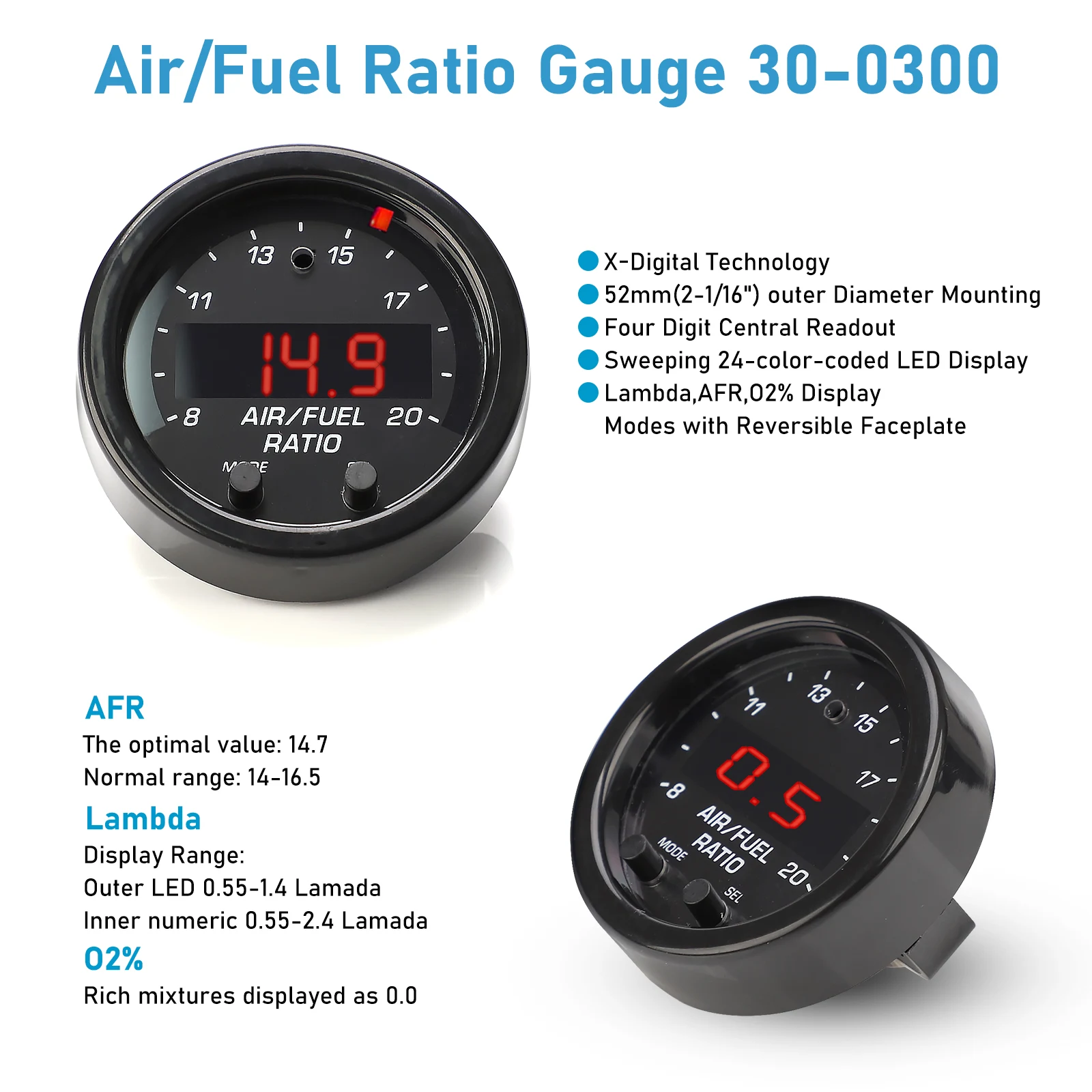 O2 Controller Luft Kraftstoff Verhältnis Gauge Kit EM 30-0300 X-Serie Breitband UEGO AFR LSU 4,9 0258017025 Sensor Kit für Auto Sauerstoff Sensor