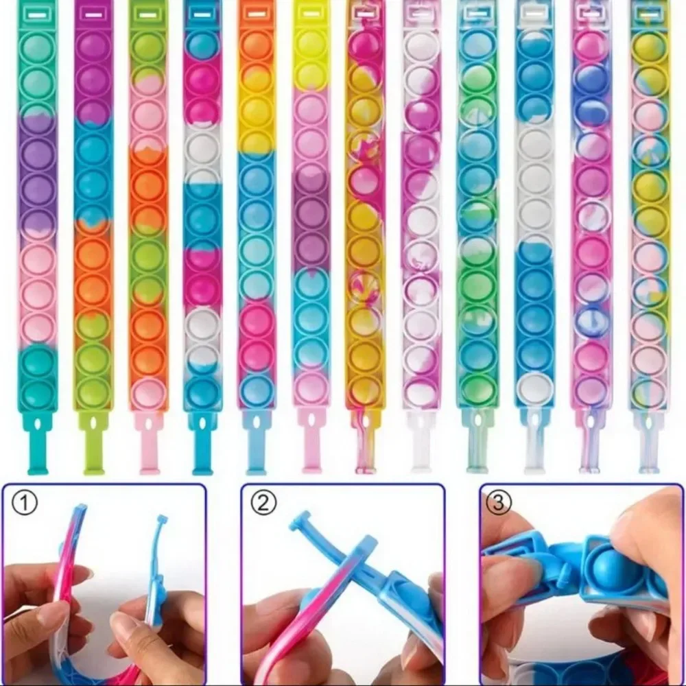 12/24/36pc silicone colorido bolha pulseira para crianças festa de aniversário presentes de convidados de casamento lembranças carnaval presentes de natal