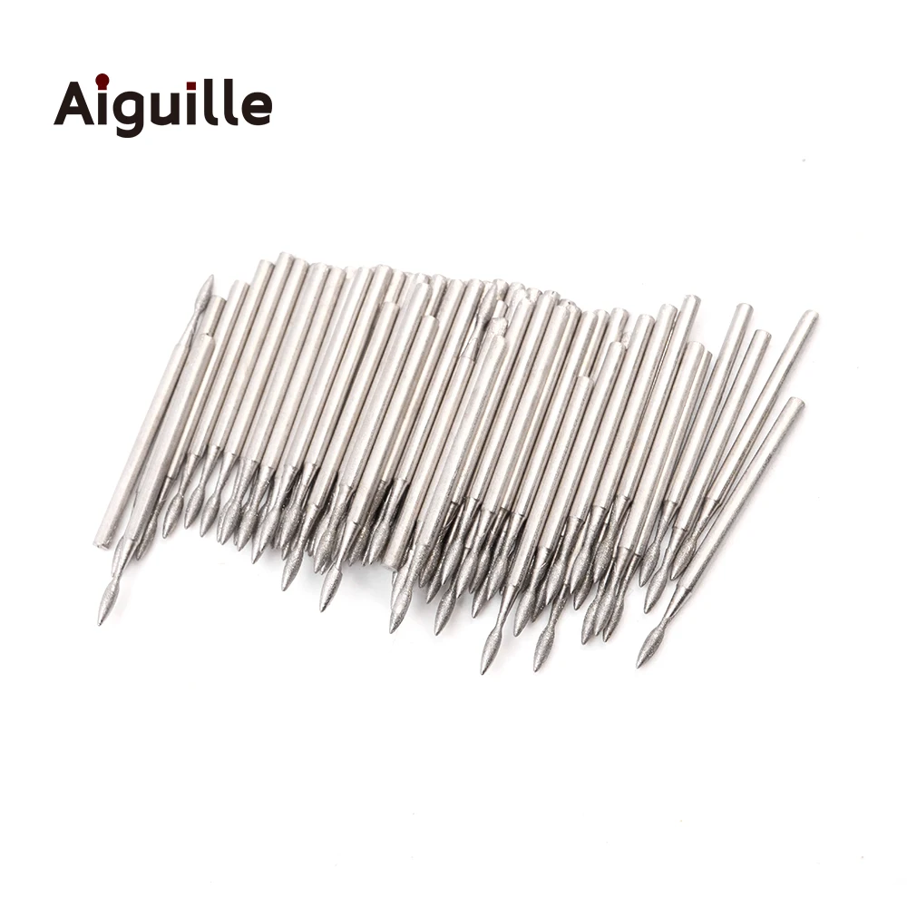 50/100pcs J type shank 2.35mm Diamond Grinding Burr Teeth Grinding Bits Grinding Point Jade stone Peeling Polishing Bits