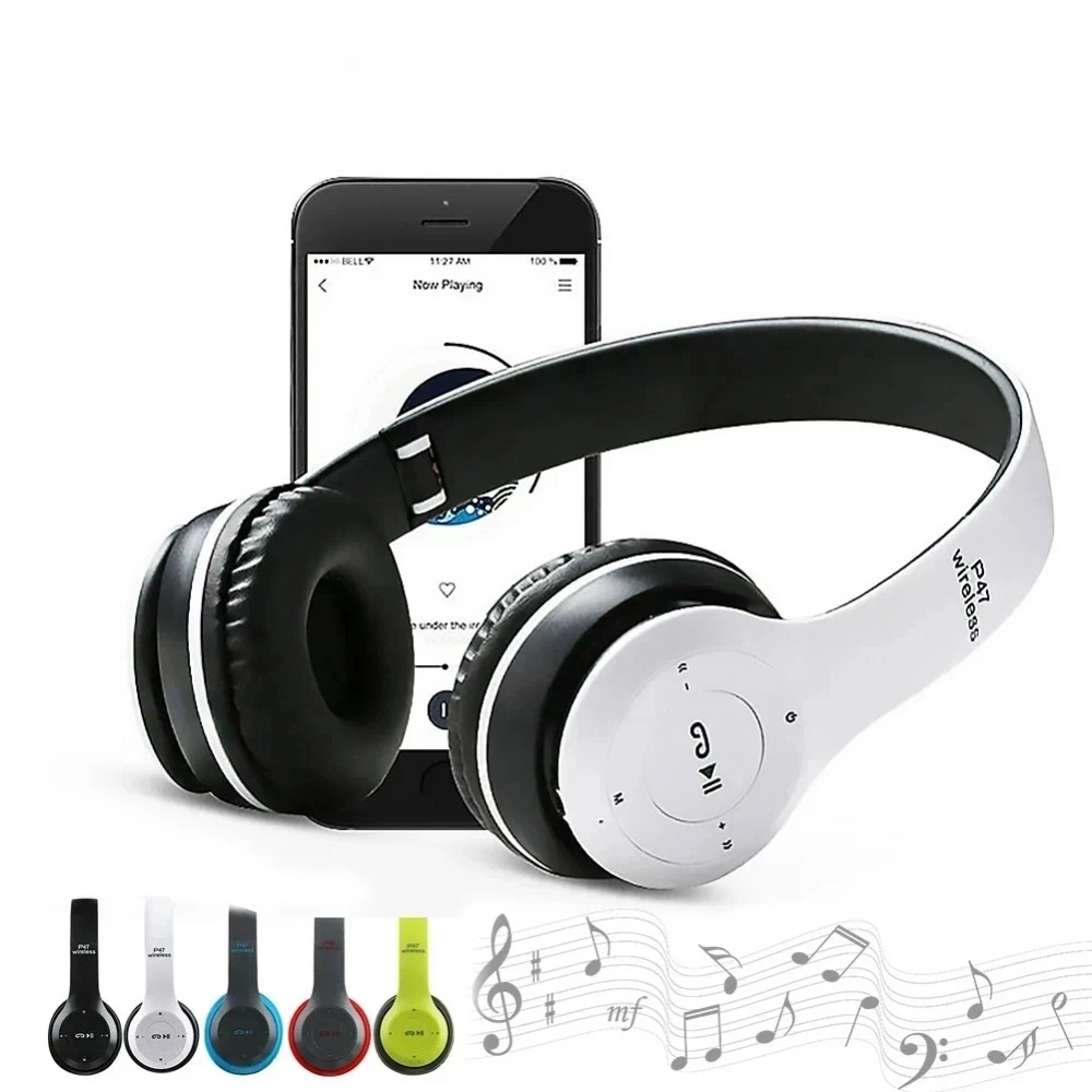 P47 Drahtlose Kopfhörer Bluetooth 5,0 Kopfhörer Faltbare HIFI Stereo Bass für Musik Gaming Kind Mädchen Kopfhörer für Smartphone