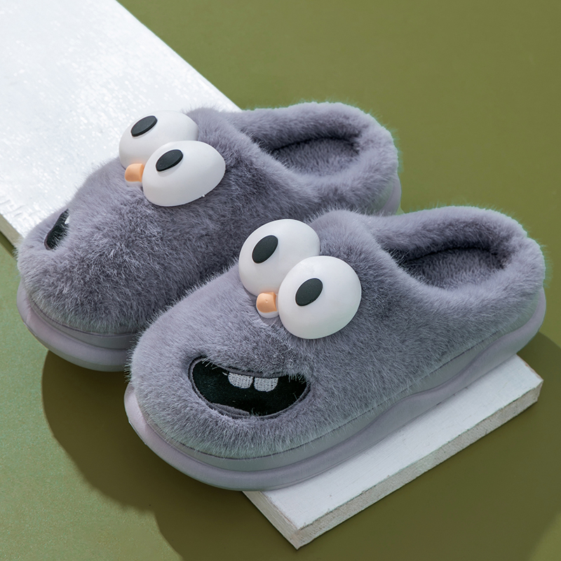 Novo engraçado dos desenhos animados inverno sola macia dos homens piso interior antiderrapante plataforma slides chinelos de pelúcia quente masculino casa sapatos casuais de algodão
